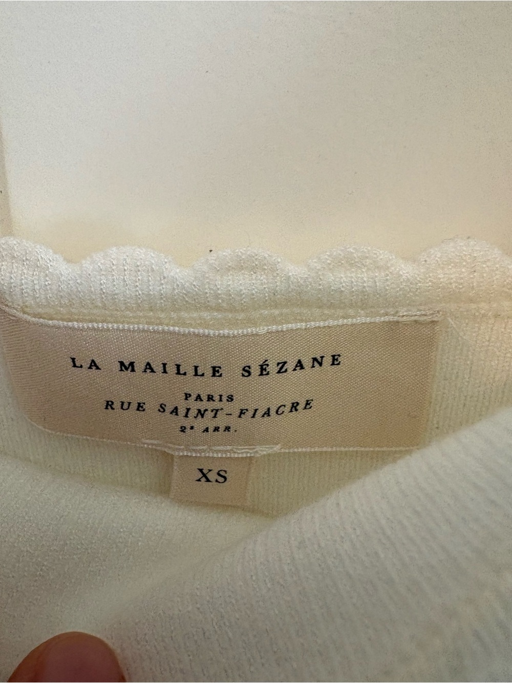 Sézane Luna top in ecru square neckline with scalloped edges size XS - Picture 4 of 6